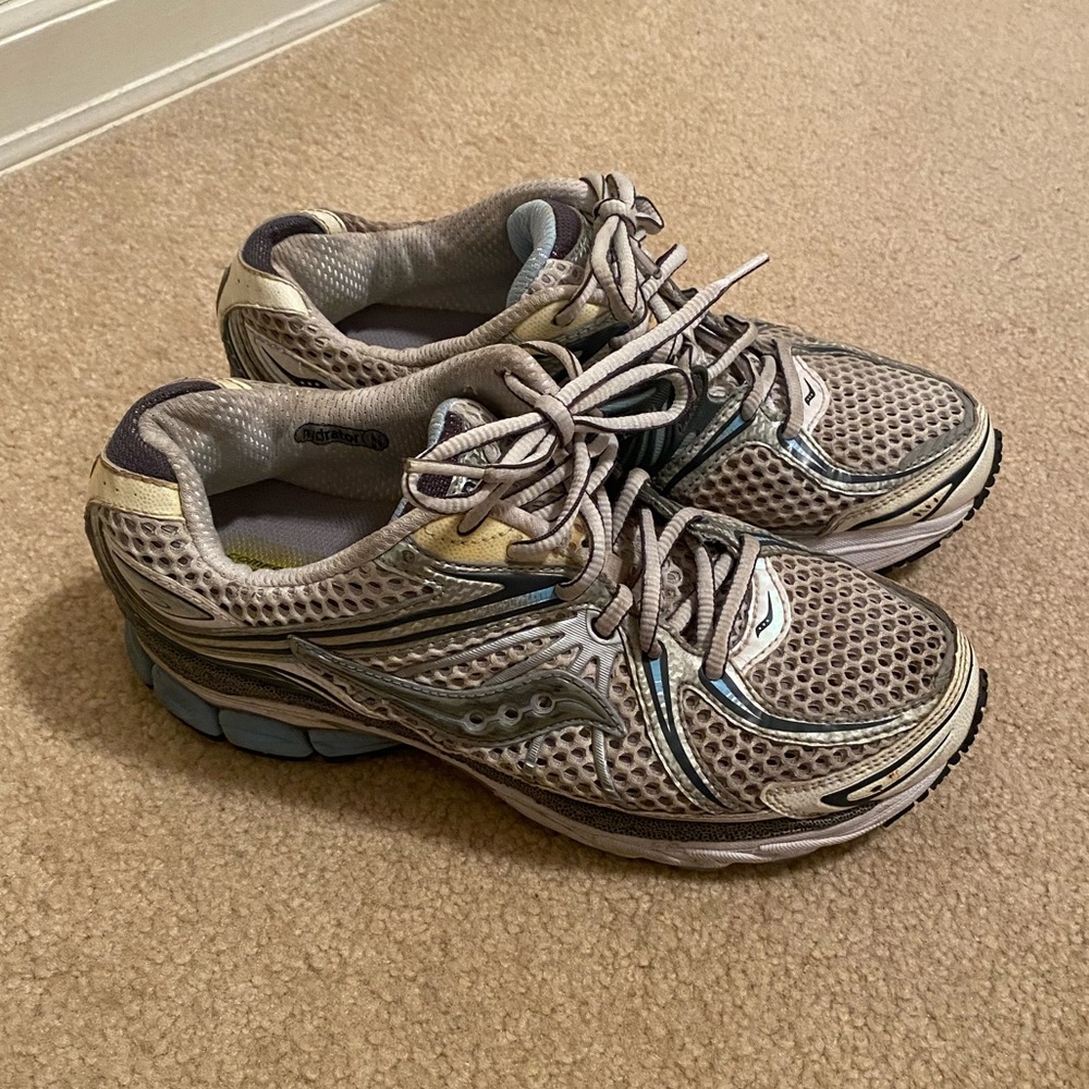 Saucony Womens 8.5 ProGrid Hurricane 12 Stability Running Sneakers Gray Blue